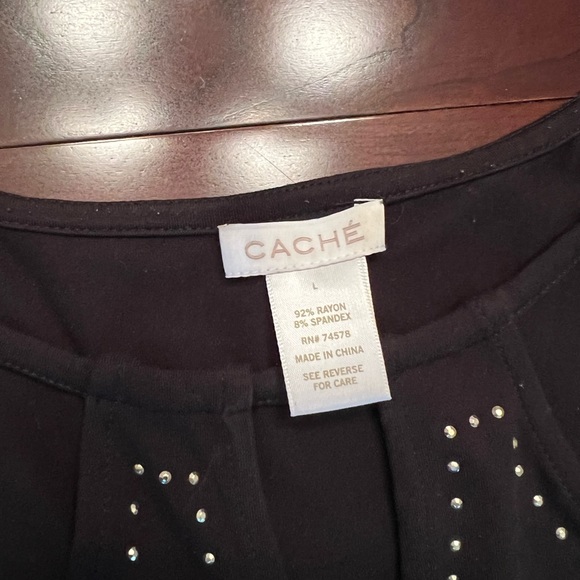 Cache – Black Sleeveless Sweater w/Cutout Neckline and Gold Swirl Beaded Design - Picture 9 of 10